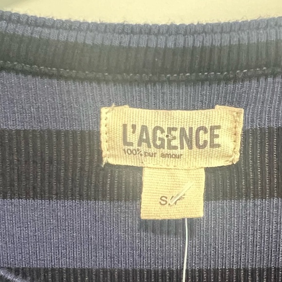 L’agence Nura Racerback Midi Dress in Black Indigo  Stripe, New with Tags - Picture 5 of 6